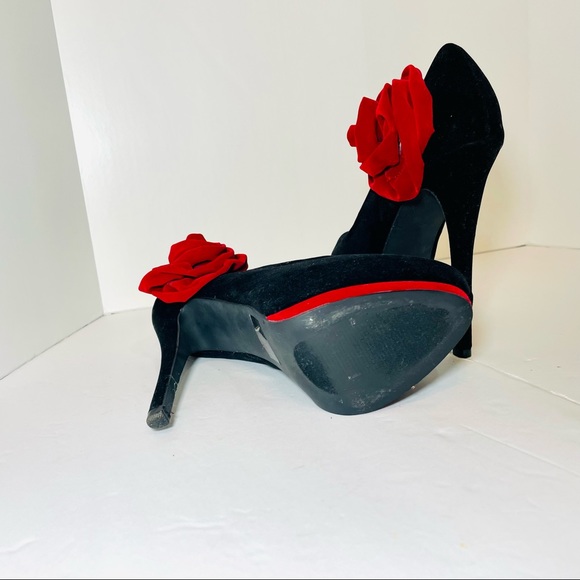 Qupid Red Rose Salsa Platform Heels - Picture 11 of 11